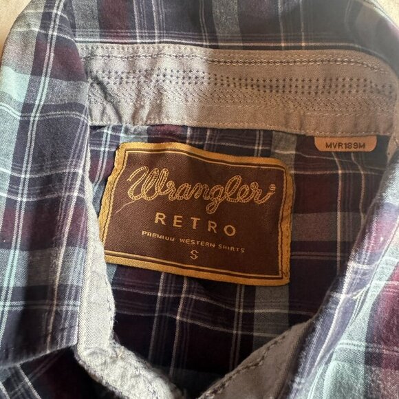 Wrangler Retro Shirt Mens Small Long Sleeve Button Up Pearl Snap Plaid Western - Picture 4 of 11